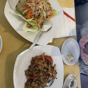 Papaya Salad and #4 Hot Pad Kee Mow Drunken Noodles