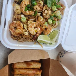 Pad Thai with shrimp and lumpia
