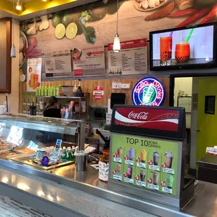 Boba and food selections.