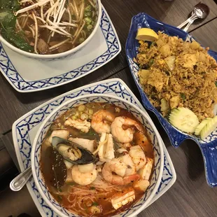 Seafood Tom Yum, Beef Stew Pho and Hawaiian Fried Rice - all were great