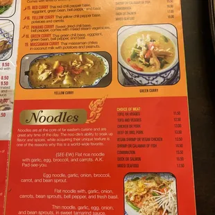 ramen and noodles, menu