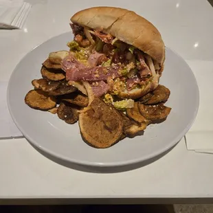 Chopped Italian Sandwich with chips.