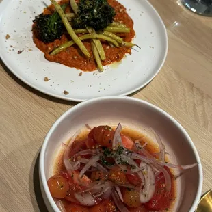 Romesco w/ roasted Fall vegetables &amp; Tomato salad (special surprise on the house!)