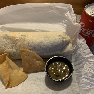 Huge tasty Barbacoa Burrito