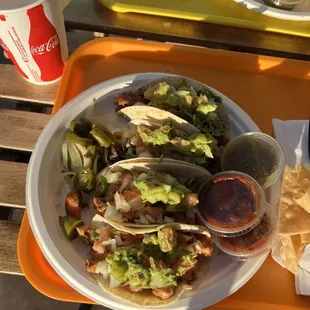 Tacos: chicken, steak, barbacoa