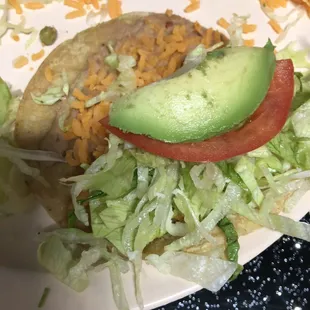 Up-close view of a vegetable taco