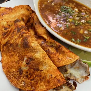 quesabirria the first visit, a little soft. Next time asked for crispy and it was perfect