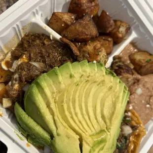 Hangover chilaquiles with Avocado