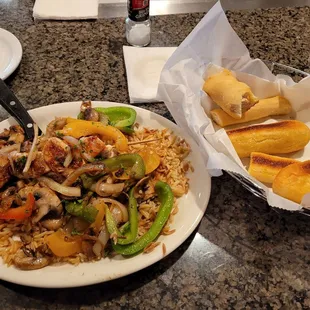 Chicken kabob and bread sticks are the best. No doubt