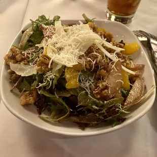 Greens salad.  Half size!  Delicious