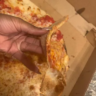 You can even see by the crust how thin this pizza was.