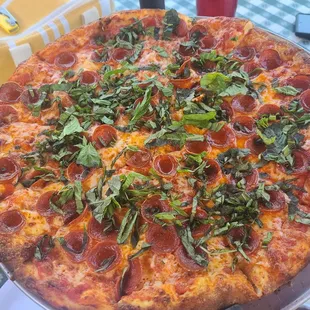 Large pepperoni and basil