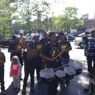 The drum line that lead the parade and got the crowd even wilder.