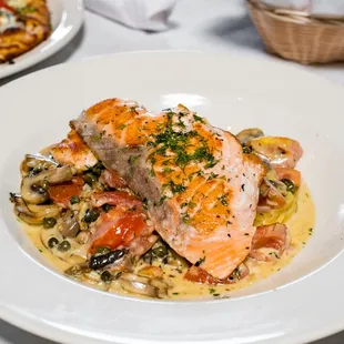 Pan Seared Salmon Linguini