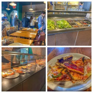 Very popular restaurant that ran out of seating with over a dozen different pizzas, salad bar and chocolate piadina.