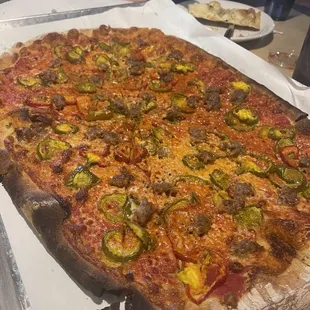 Large classic pizza with sausage and cherry peppers