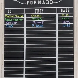 a chalkboard with a list of beers