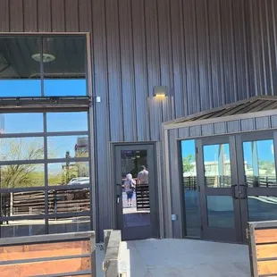 the entrance to the building