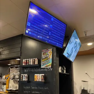 a television and a menu