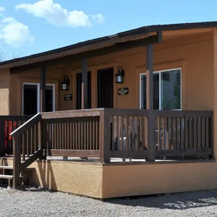 Our cowboy suites offer a queen bed, restrooms, refrigerator and microwave.