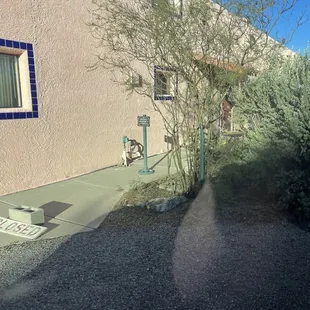 The entrance to the Rec center, office and pool.