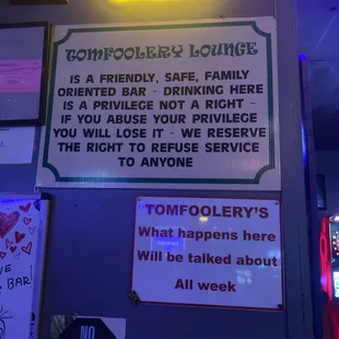 a sign in a restaurant