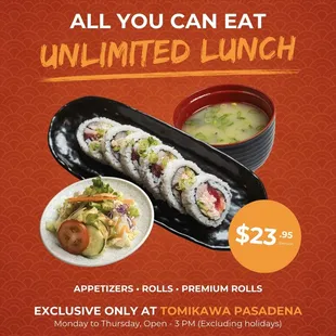 NEW Weekday Lunch Special - Unlimited AYCE