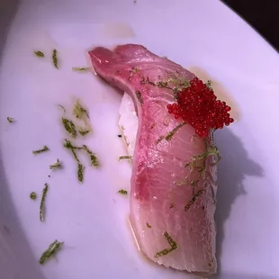 Yellowtail with lime zest &amp; truffle oil