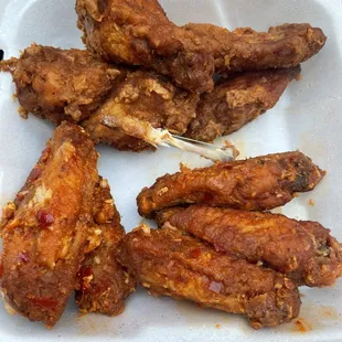 Top flavor: The Nutty Rooster made with Peanut Butter and Sriracha. Bottom: Buffalo garlic.