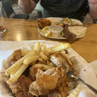 6 chicken thigh dinner and off in the distance is rich man&apos;s cod dinner.