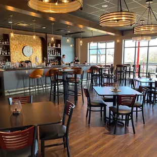 a view of the bar and dining area