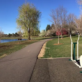 Exercise equipment all over the park