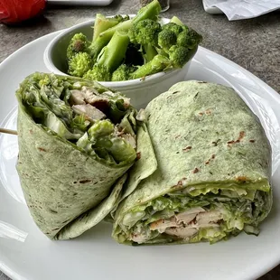 Grilled Chicken Caesar Wrap w/ broccoli