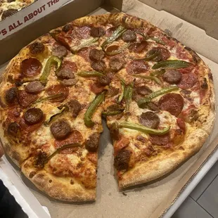 Large pepperoni, sausage, and bell pepper