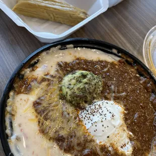 Ultimate Dip and Chips and one Pork Tamale