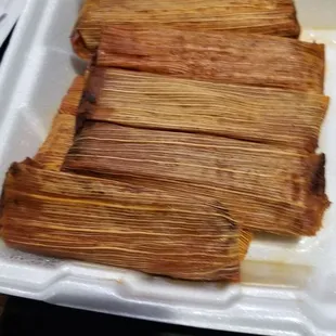 Dozen habanero pork tamales. $15.