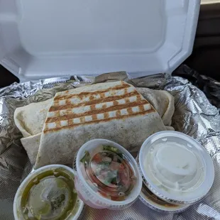 Small automobile size grilled burrito
