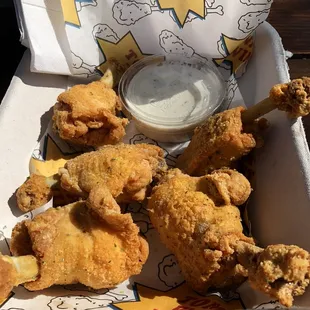 THE BEST chicken wings ever!! Worth the upcharge of chicken due to the pandemic...dry rub ranch on fire. Nom nom .