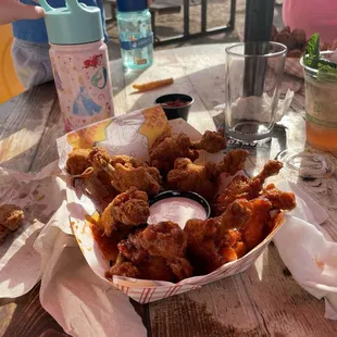 Spicy ranch wings, sweet chili wings