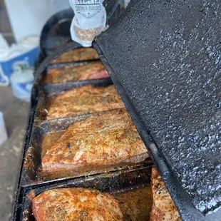 a close up of a bbq