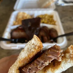 Their brisket was so good! And they give you 2 pieces of bread (and gave us 2 extra pieces for free!)