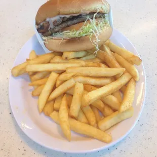 Double Burger with fries
