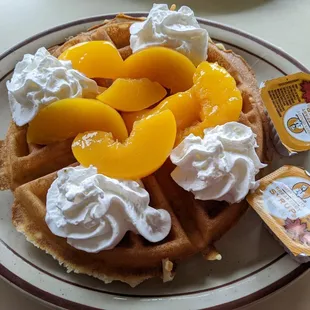 Best waffle I&apos;ve had in a long time.  Very soft, light, and fluffy.  Loved the peach.  Didn&apos;t even need syrup.