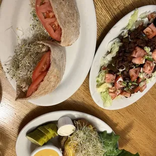 Tamale Platter, Tempeh Salad Sandwich, and Chick - Free with cheese