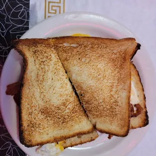 Bacon, egg and cheese on white