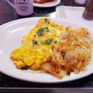Spinach &amp; Feta Omelette w Hash Browns