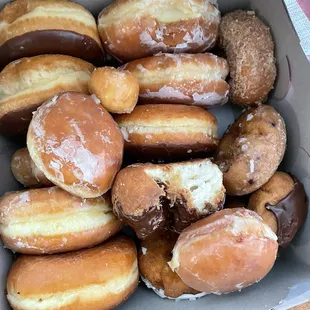 Too Good Togo box. This is after eating 6 doughnut holes and a chocolate raise. A lot of food for the price.