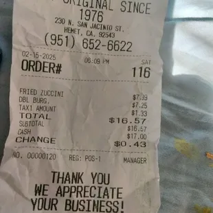 The cost of the food