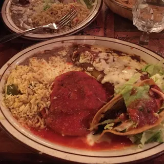 Chicken Enchilada, Beef Taco