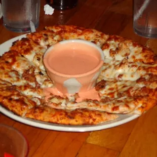 Buffalo Breadsticks.  Buffalo sauce, Fried Chicken and cheese.  Yes please.